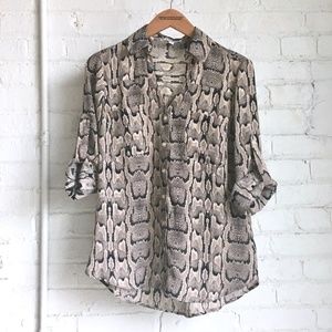 Express Snakeskin Snake Print Portofino Work Top